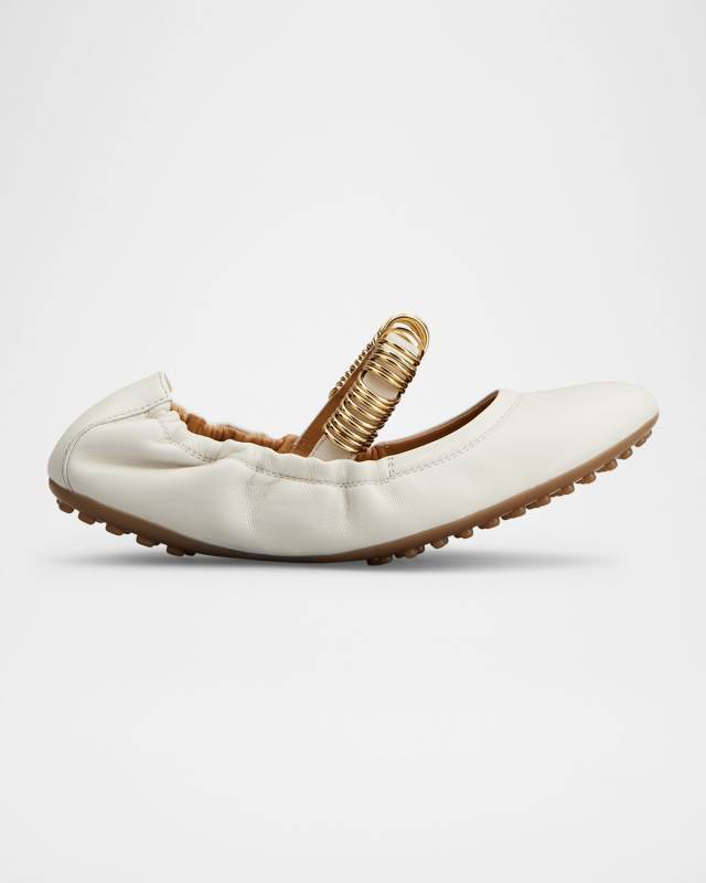 Cosmo Rings Leather Ballerina Flats